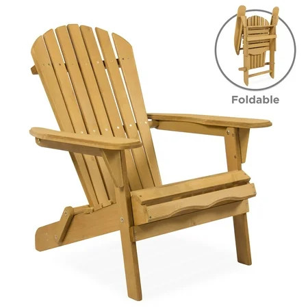 Best Choice Products Outdoor Adirondack Wood Chair Foldable Patio Lawn Deck Garden Furniture | Walmart (US)