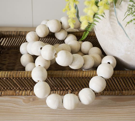 Mango Wood Beaded Garland - Natural | Pottery Barn (US)