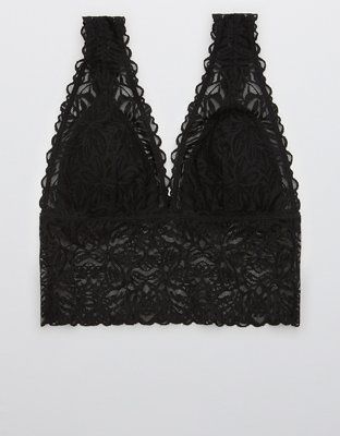 Aerie Firework Lace Padded Plunge Bralette | American Eagle Outfitters (US & CA)