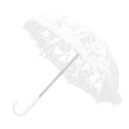 TOPINCN White Wedding Lace Parasol Umbrella Vintage Crafted Flowers Embroidery Umbrellas Romantic Bridal Photo Props Lady Costume Accessory(51241 Bleached) | Amazon (US)