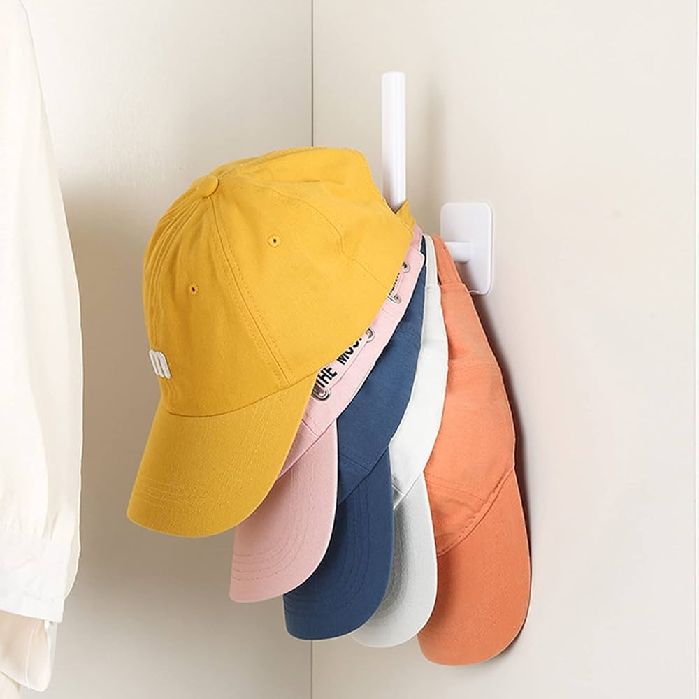 Resdenio Hat Rack for Baseball Caps - 2 Pieces Adhesive Hat Hooks for Wall, Hat Hanger Storage Ca... | Amazon (US)