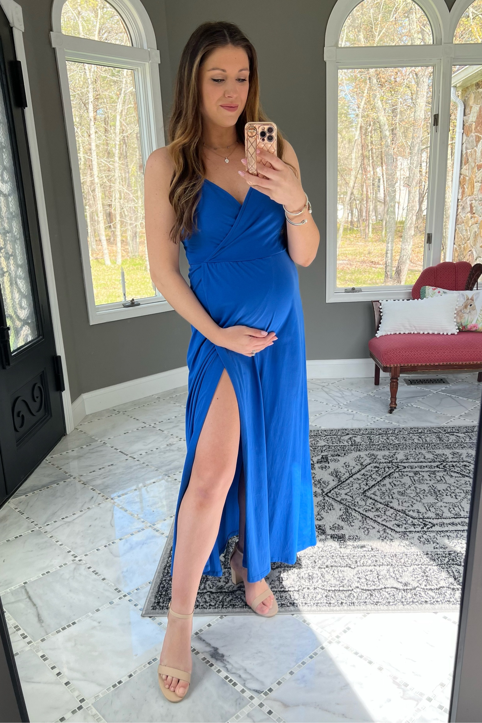 *Not Maternity!* Amazon Wedding Guest Dress, amazon wedding guest dresses, amazon dress, blue dress, side slit dress, pregnancy dress, formal dress, bump friendly dress, pregnancy style, bump style, LTK bump 

#LTKunder50 #LTKwedding #LTKbump