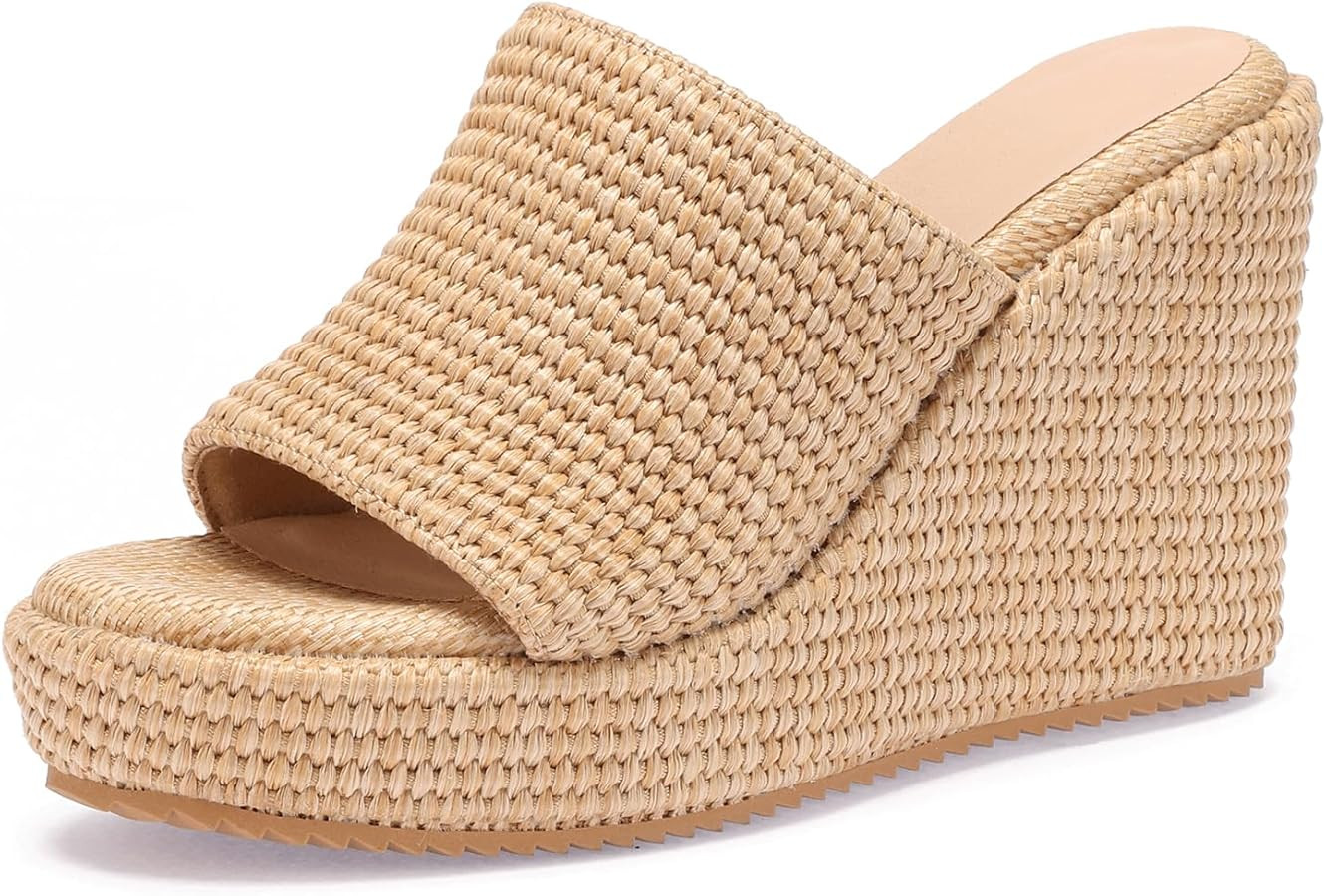 VICKI·VICKI Wedges for Women Platform Sandals Wedge Heels for Sandals Comfortable Summer Espadri... | Amazon (US)