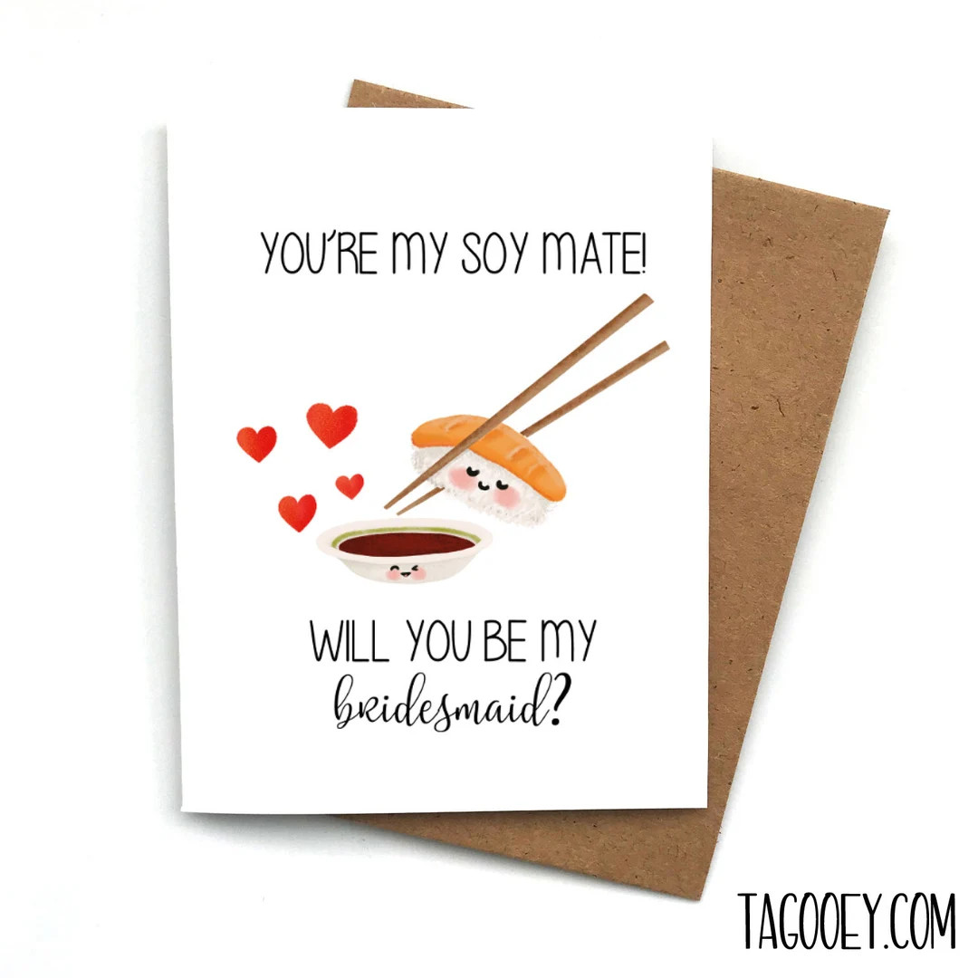 Soy Mate Funny Proposal Card Bridesmaid Maid of Honor Will - Etsy | Etsy (US)