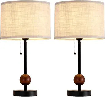 Modern Table Lamp for Bedroom, Rustic Farmhouse Bedside Lamps for Night Stands Set of 2, Desk Lig... | Amazon (US)