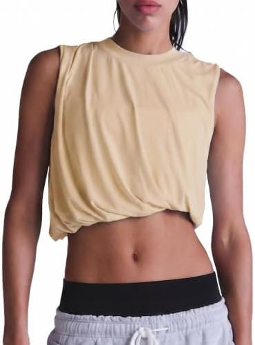 Womens Workout Tank Tops Running Tank Tops Summer Loose Twist Tank Tops Athletic Gym Crop Sleevel... | Amazon (US)
