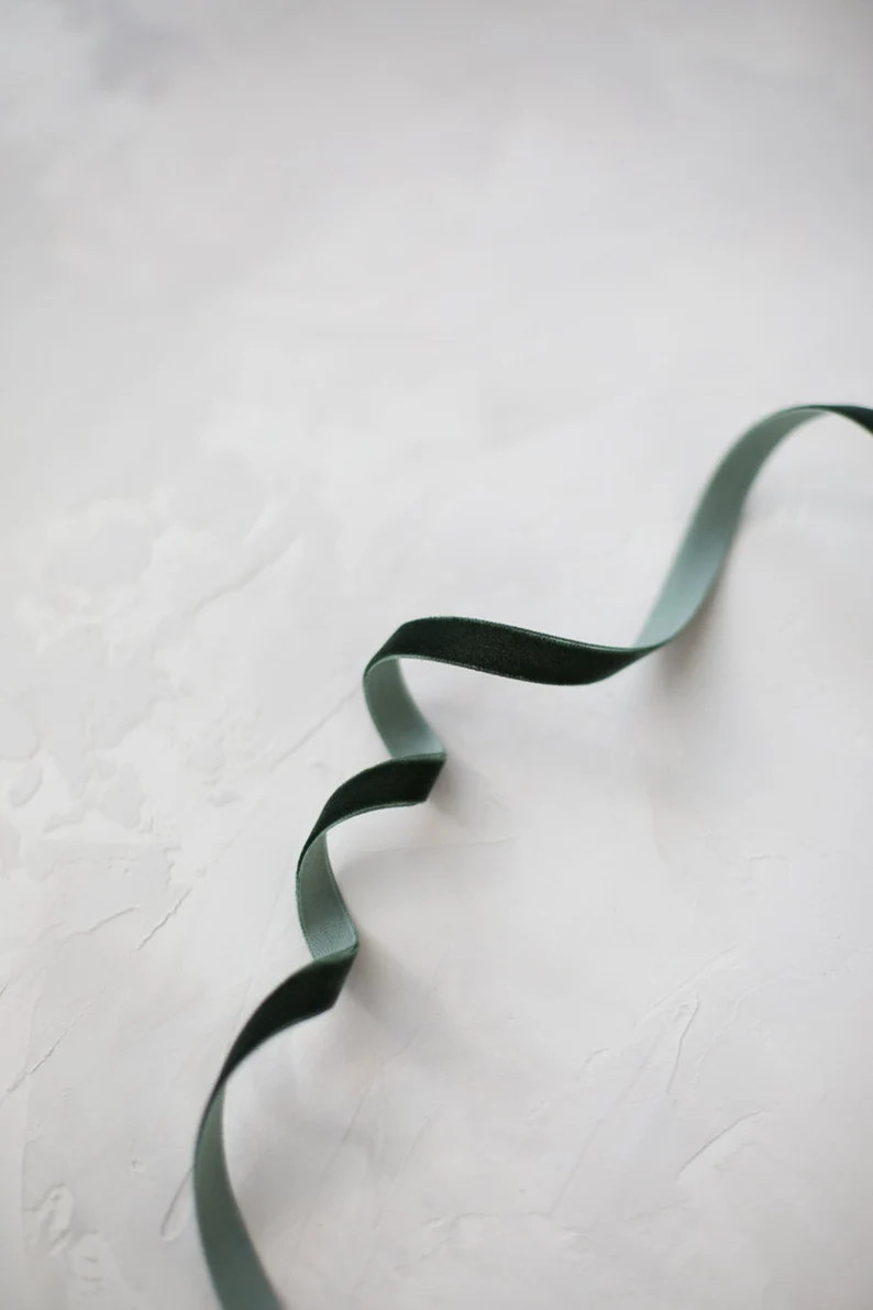 Forest Green Velvet Ribbon • 1/8" • 1/4" • 3/8" | Etsy (US)