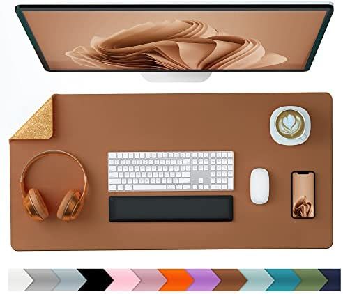 Aothia Office Desk Pad, Natural Cork & PU Leather Dual Side Large Mouse Pad, Laptop Desk Table Pr... | Amazon (US)