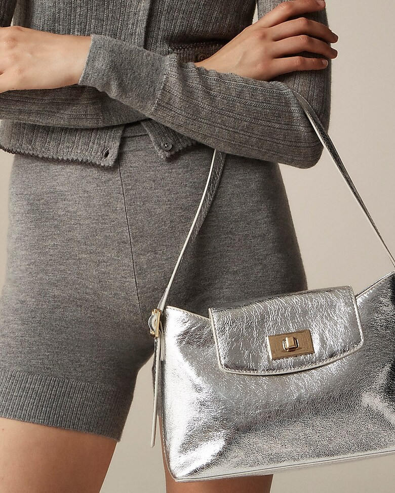 Edie shoulder bag in crinkle metallic Italian leather | J. Crew US