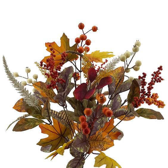 Mainstays 22.5" Artificial Fall Berries and Leaves Bouquet, Orange | Walmart (US)