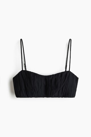 H & M - Gathered Crop Top - Black | H&M (US + CA)