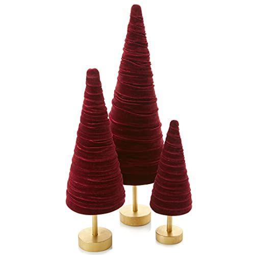 Pedestal Velvet Trees, Set of 3, Handmade Winter Decor, Christmas Decoration, Table Centerpiece, ... | Amazon (US)