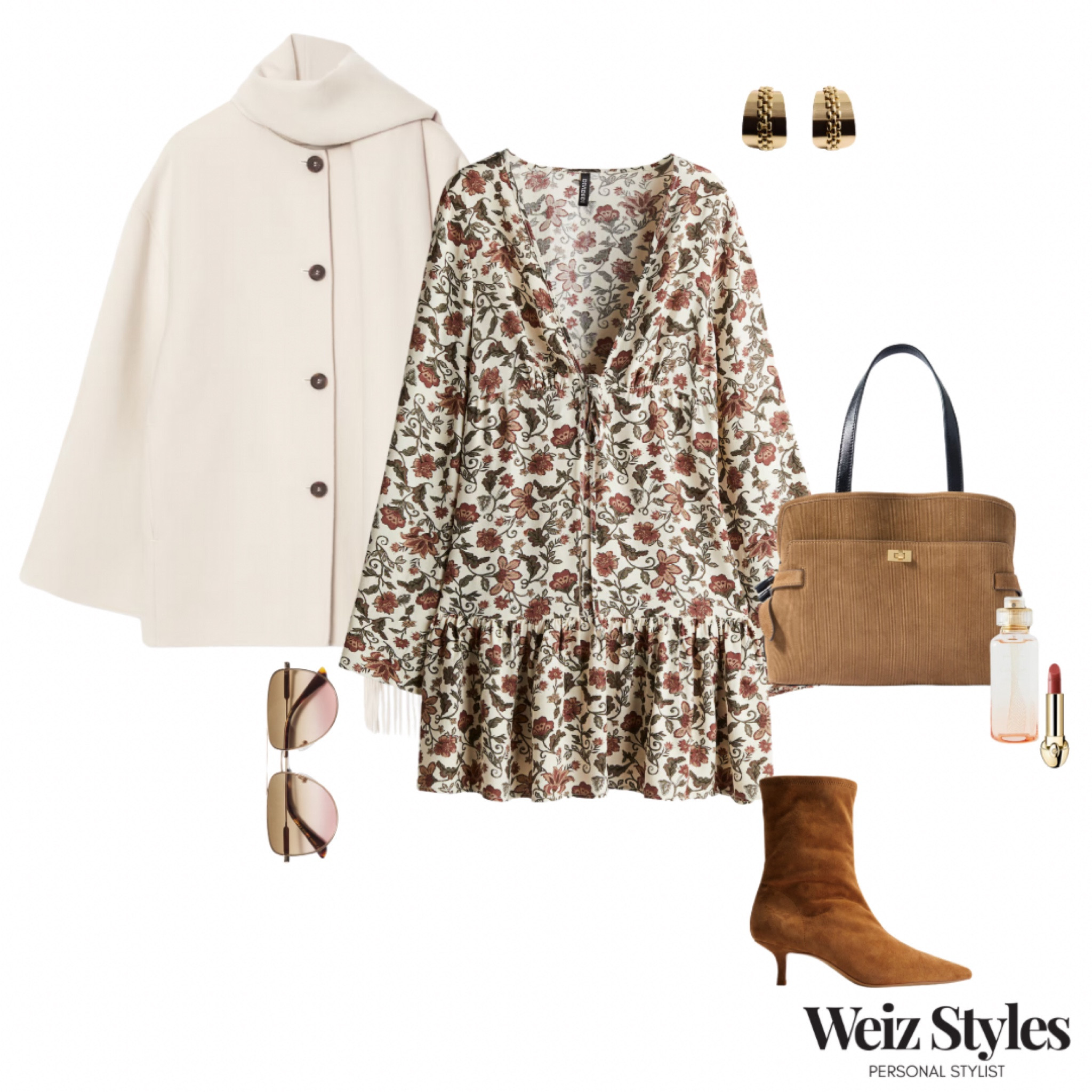 Transitional seventies vibes ✨ I love the rich autumnal colour palette combined with the warm suede fabrics and floaty floral dress - a really lovely mix! 💖

Head to www.weizstyles.com to find out how I can help you on your style journey 💃🏻

Louise x

Personal stylist, styling, ootd, neutral aesthetic, London, Weiz styles, shopping, outfit of the day, uk, confident, handbag, bag, perfume, fragrance, lipstick, lip, elevate you style, feel good, flat lay, shopping, high street, designer, ltk, floral dress, seventies, rich colour, floral, brown, floaty dress, mini dresses, cute, feminine, gives, 70s, transitional, transeasonal, H&M, aop, all over print, feminine, cute, brown, boots, fabric, texture, rich, contrast, mixture, summer, autumn, cold, warm, sunglasses, mover, scarf coat, accessories, funky, cool, coat, jacket, gold earrings, mango, net a porter, heels, lipstick, deep, warm, fabulous, womenswear 


#LTKstyletip #LTKautumn #LTKuk