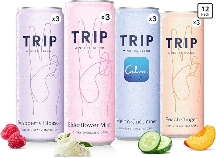 TRIP Lightly Sparkling Adaptogen Seltzer, Non-Alcoholic Mocktail with Magnesium, Ashwagandha, Lio... | Amazon (US)