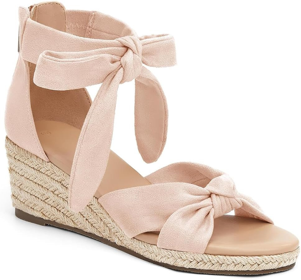 LAICIGO Womens Espadrilles Wedge Sandals Back Zipper Closure Open Toe Platform Ankle Strap Summer... | Amazon (US)
