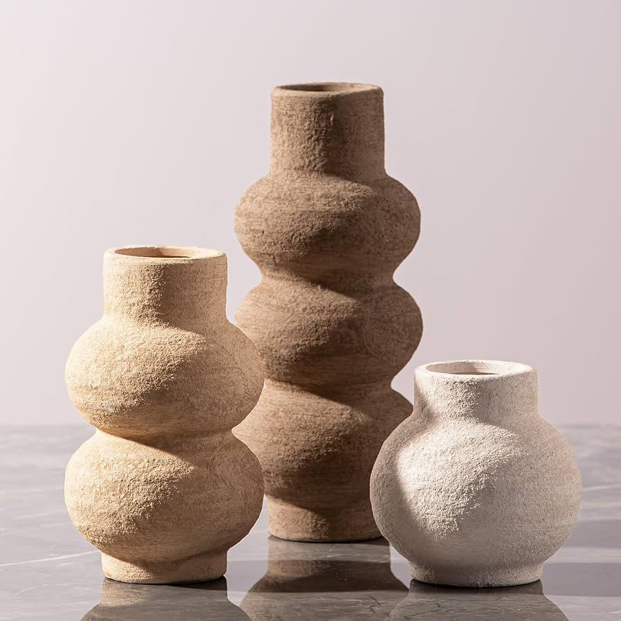 Ceramic Vase Home Table Decor - Flower Vase Set of 3 Living Room Kitchen Decorations Farmhouse Mo... | Amazon (US)