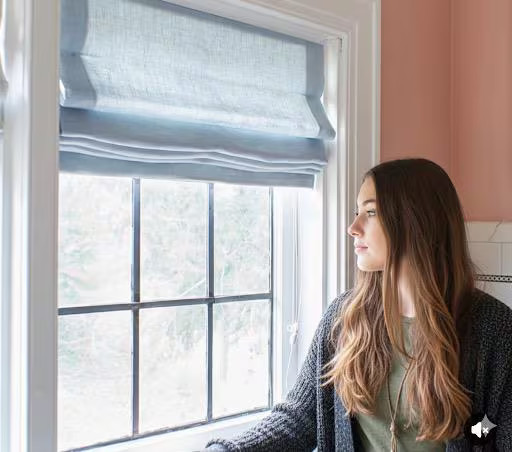 Baby Blue Linen Roman Shade: Custom Flat Fold Window Treatment | Etsy (Global)