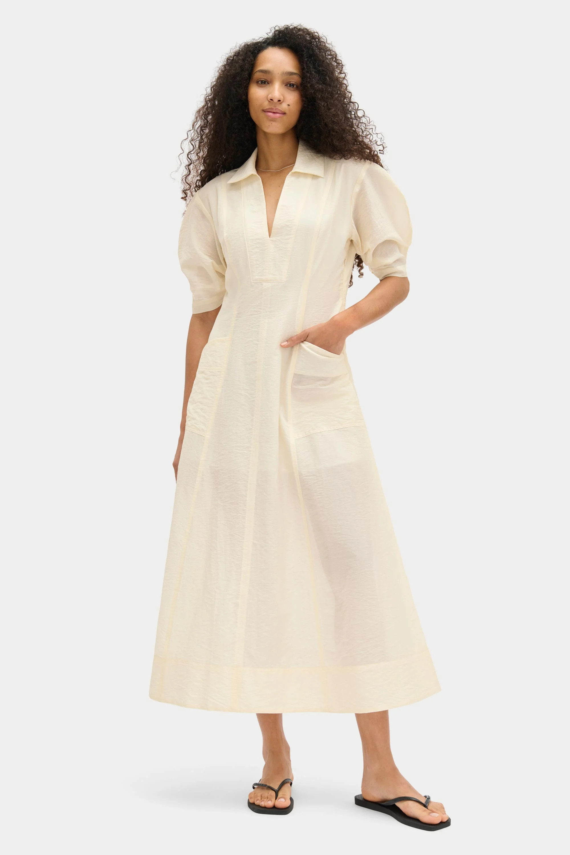 ALIGNE Sheer Midi Dress - White | Tracy | ALIGNE UK & EU