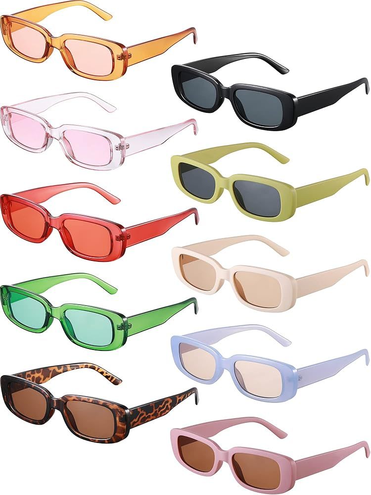 Frienda 10 Pairs Small Rectangle Sunglasses Women Retro Square Glasses 90s Vintage Sunglasses Tre... | Amazon (US)