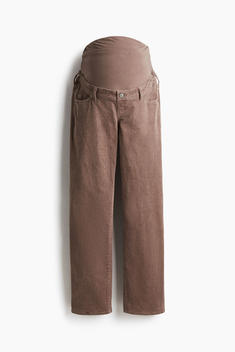 MAMA Corduroy trousers - Dark beige - Ladies | H&M GB | H&M (UK, MY, IN, SG, PH, TW, HK)