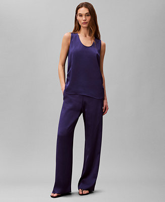 Calvin Klein Women's Scoop Neck Tank Top and Women's Hammered Pull-On Pants - Macy's | Macy's