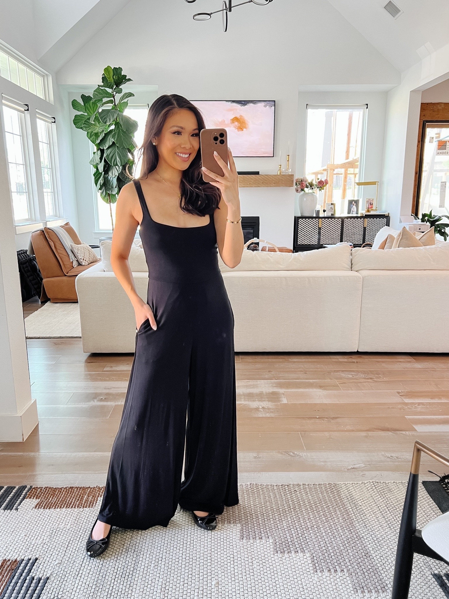 Square neck wide leg jumpsuit paired with flats! Love this look for date night, every day or even workwear. Perfect for a fall outfit with a sweater, too. Available in the color olive green, but linking similar styles that are on sale 

#LTKstyletip #LTKsalealert #LTKSeasonal