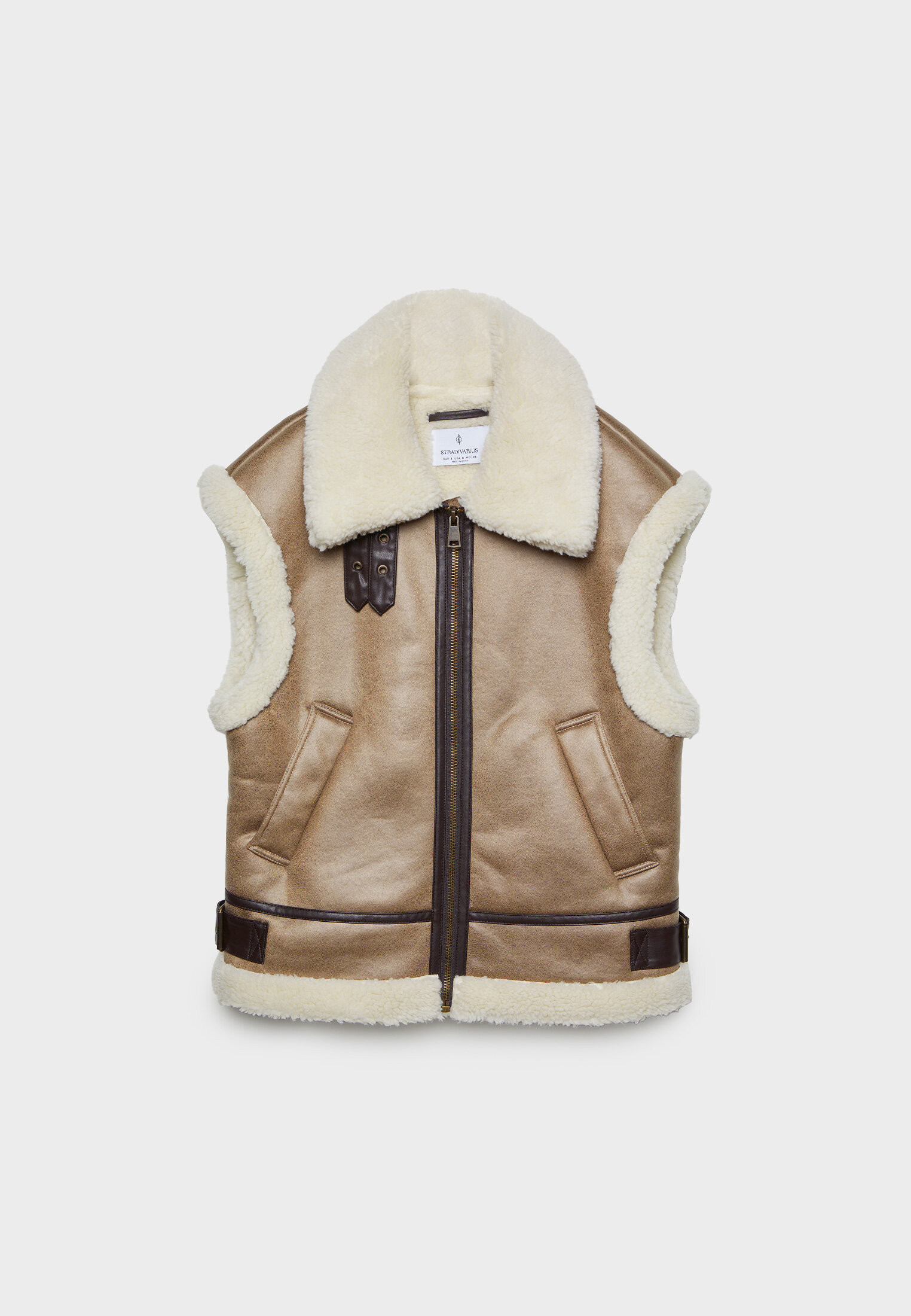 Double-faced faux suede gilet - Women's See all | Stradivarius United Kingdom | Stradivarius (UK)