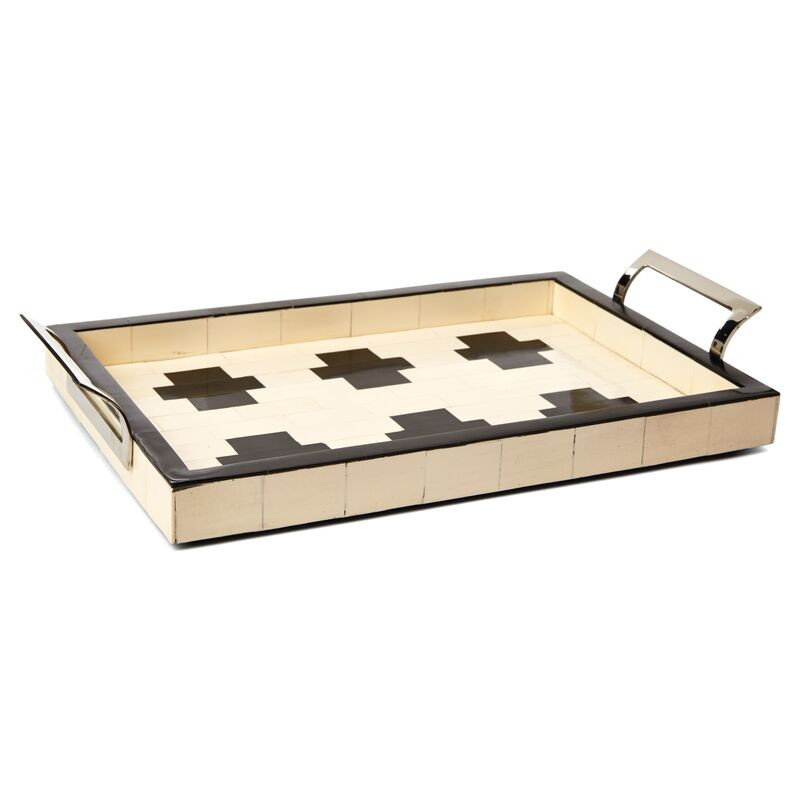 15" Bath-House Tray, Ivory/Black | One Kings Lane