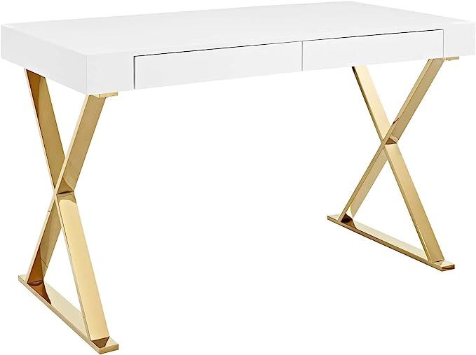 Modway Sector Office Desk, White Gold | Amazon (US)
