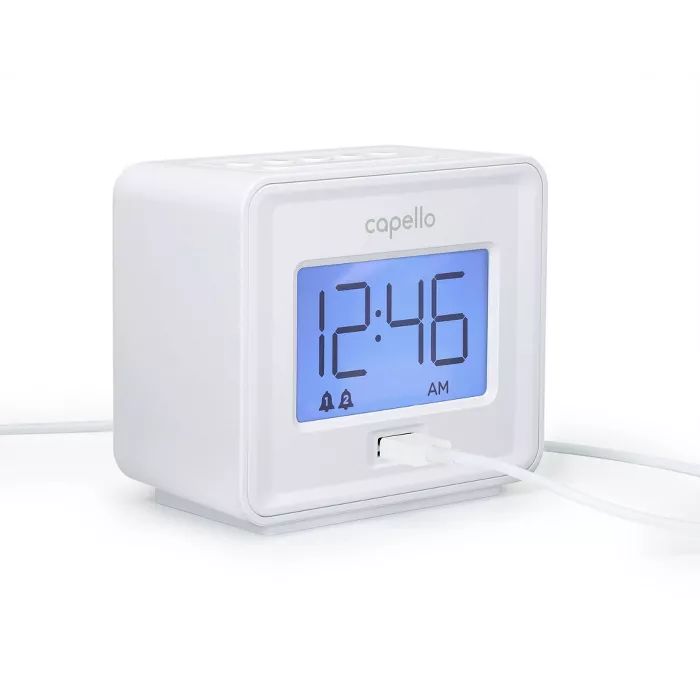 Capello - Dual Alarm Clock with USB Phone Charger - White | Target