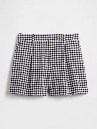 4" High Rise Linen-Blend Gingham Shorts | Gap Factory