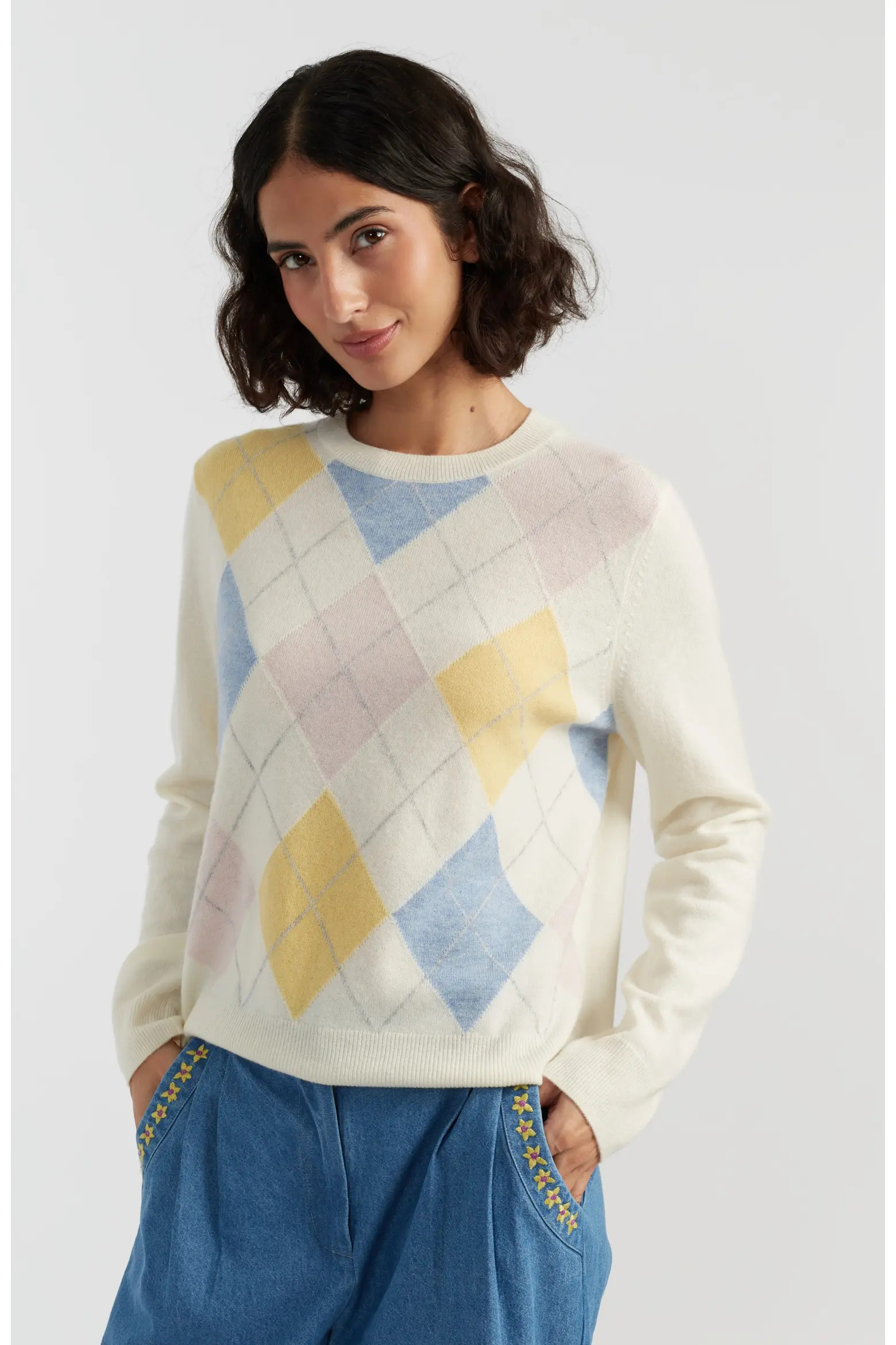 Wool-Cashmere Argyle Sweater (Women) | Nordstrom | Nordstrom