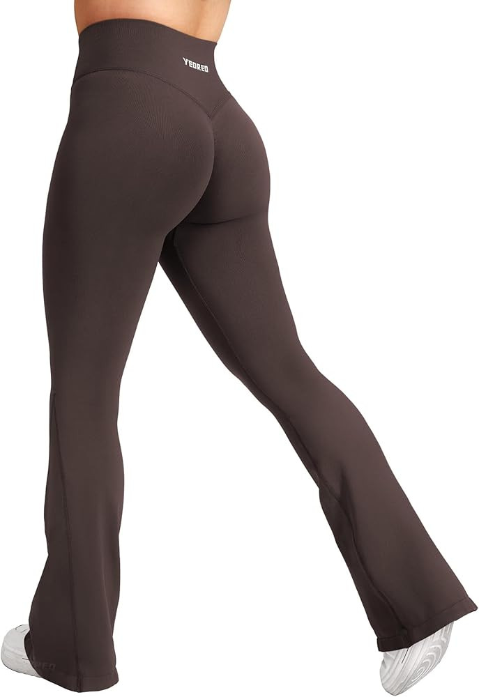 YEOREO Workout Mini Flare Leggings for Women Hidden Scrunch High Waisted Seamless Gym Leggings Brinklie 30" Yoga Pants | Amazon (US)
