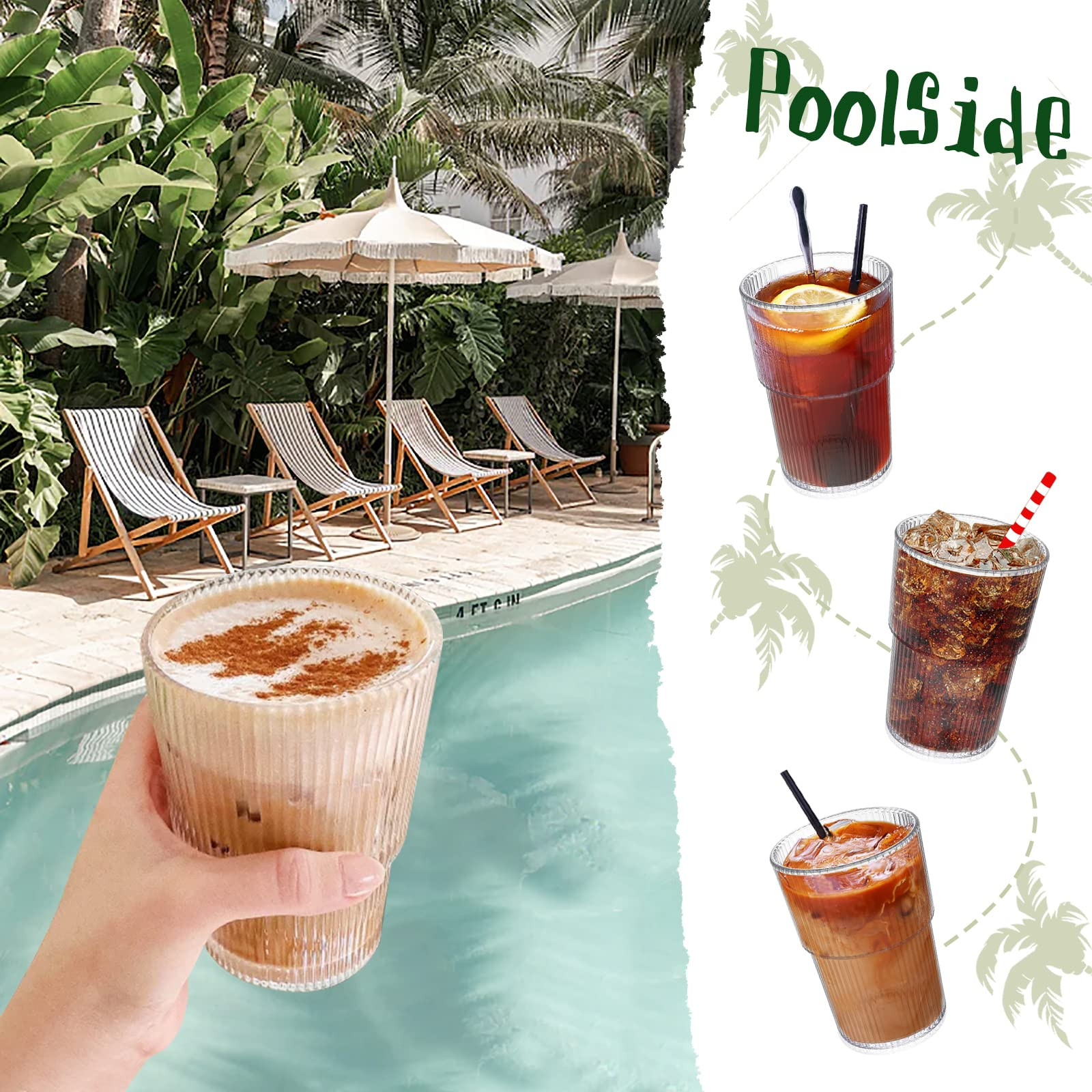 REALWAY Plastic Tumblers, Unbreakable Ribbed Glasses,17OZ Origami Style Drinking Cup, Reusable Pl... | Amazon (US)