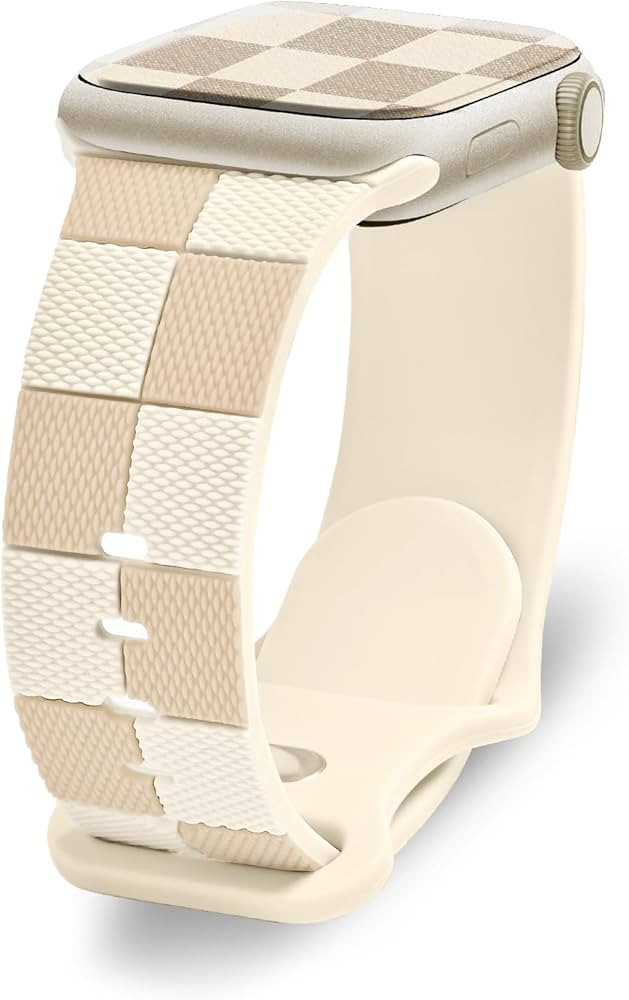 Checkered Silicone Strap for Apple Watch Band 40mm 41mm 38mm, Cute Soft Bracelet Compatible with ... | Amazon (US)