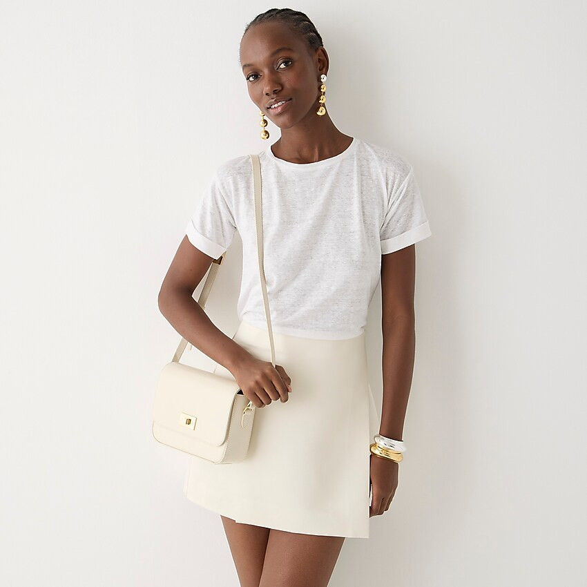 Linen roll-cuff crewneck T-shirt | J. Crew US