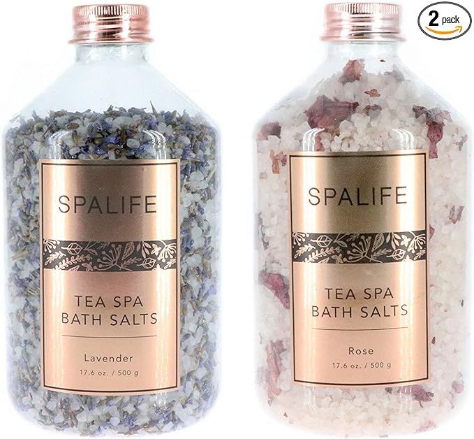 SpaLife Soothing Petal-Infused Effervescent Mineral Bath Salts - 2 Pack 17.6 oz. ea (Lavender & R... | Amazon (US)