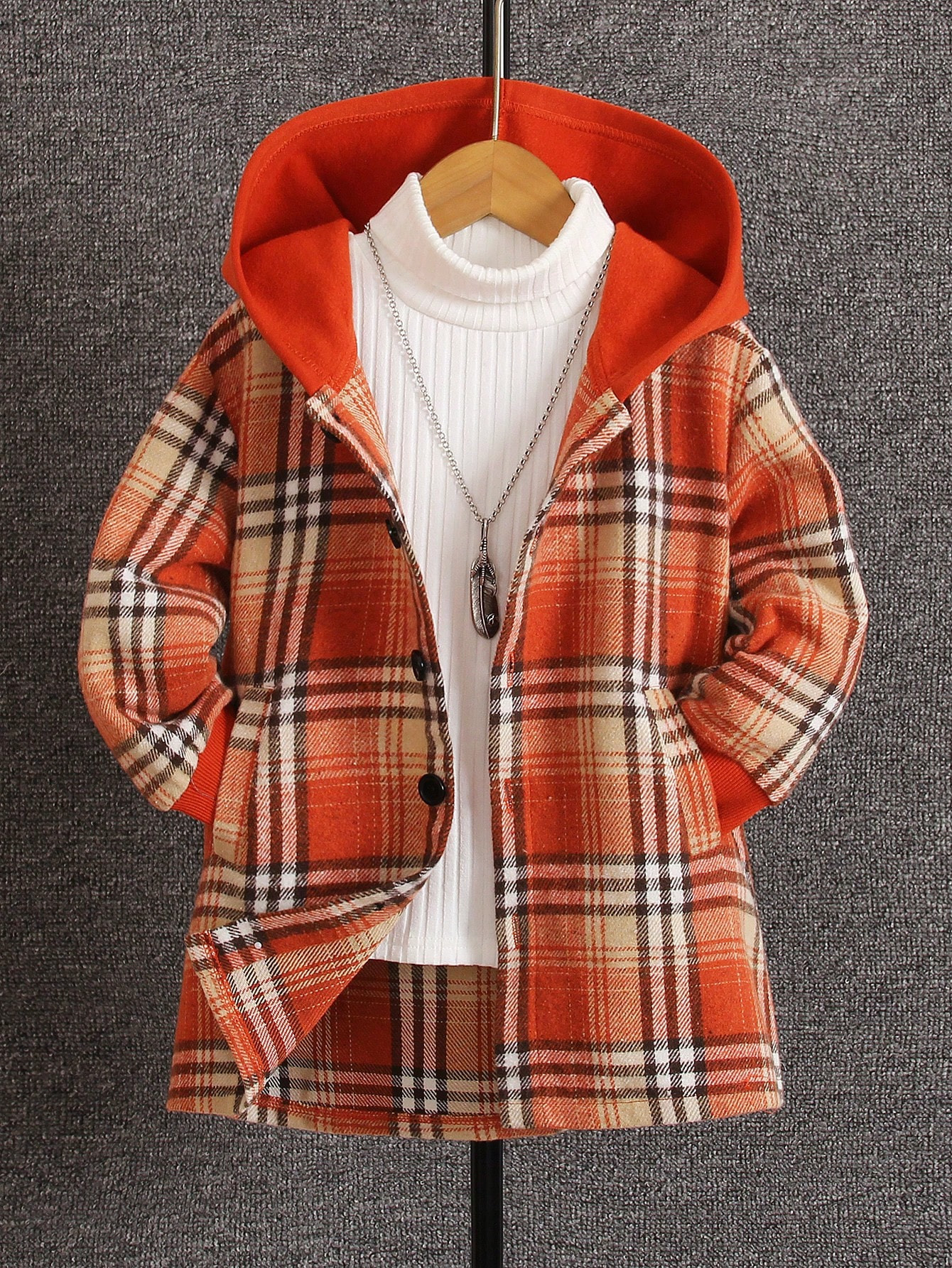 Young Boy Plaid Print Hooded Coat Without Sweater | SHEIN