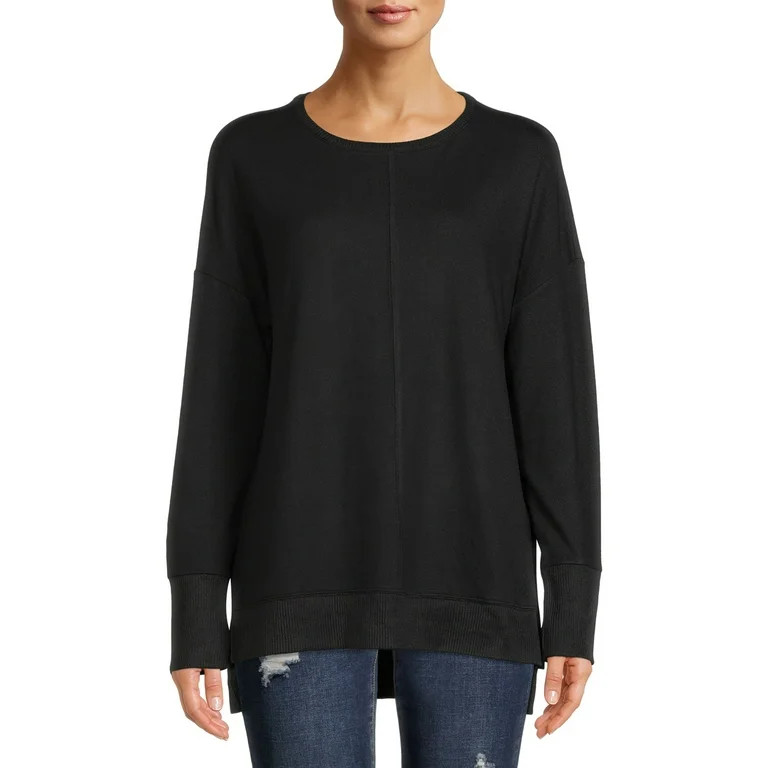 Time and Tru Women's Crewneck Hacci Knit Tunic | Walmart (US)