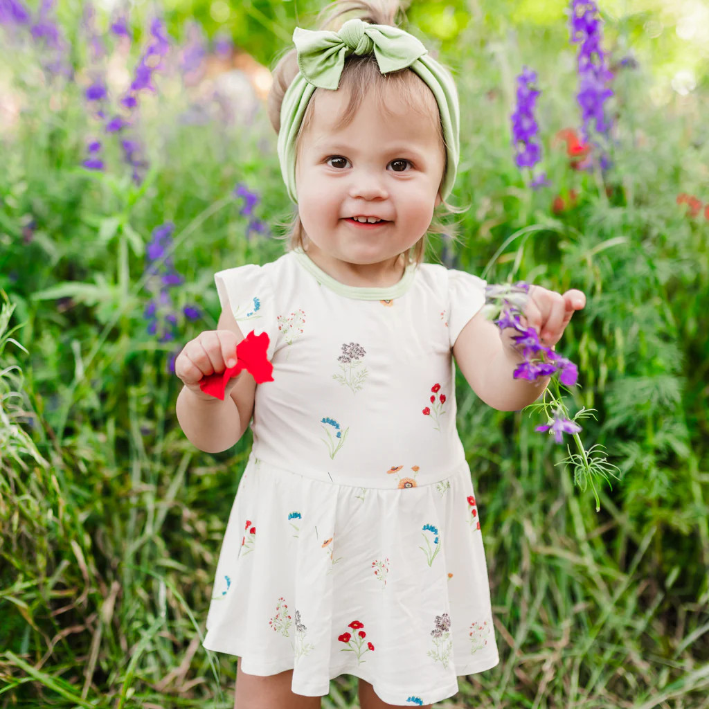 Twirl Bodysuit Dress in Wildflower | Kyte Baby
