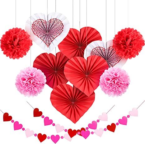 Blulu Valentine's Day Paper Kit Party Decorations, Multicolor Tissue Paper Flowers Bunting Hangin... | Amazon (US)