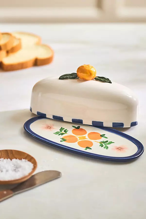 Valencia Citrus Stoneware Butter Dish | Anthropologie (US)