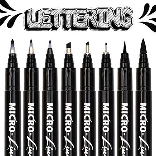 Hand Lettering Pens, Calligraphy Brush Pen, 8 Size Black Markers Set for Artist Sketch, Technical... | Amazon (US)