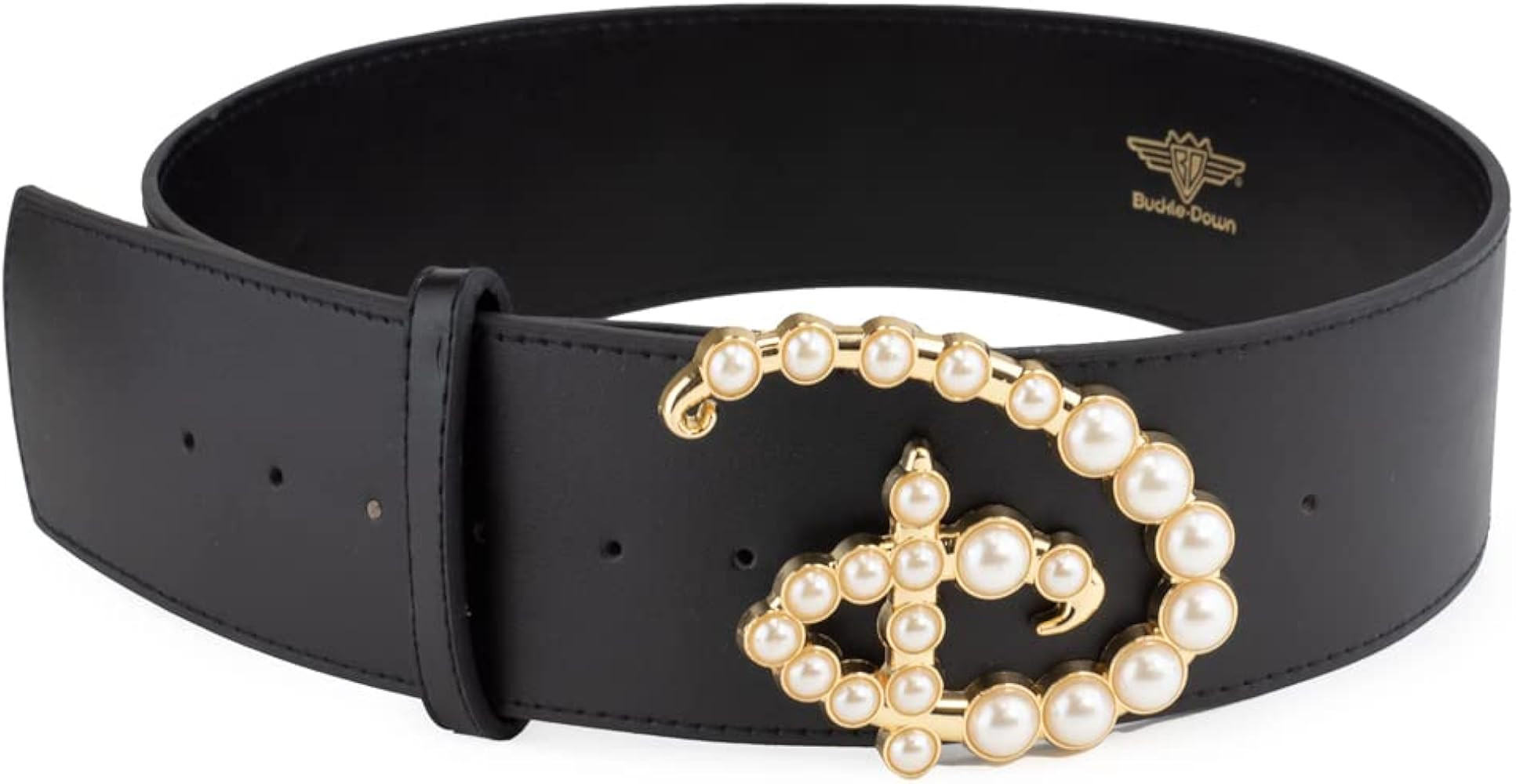 Buckle-Down Women's Disney, Signature D Logo Gold Cast Black, Vegan Leather Belt | Amazon (US)