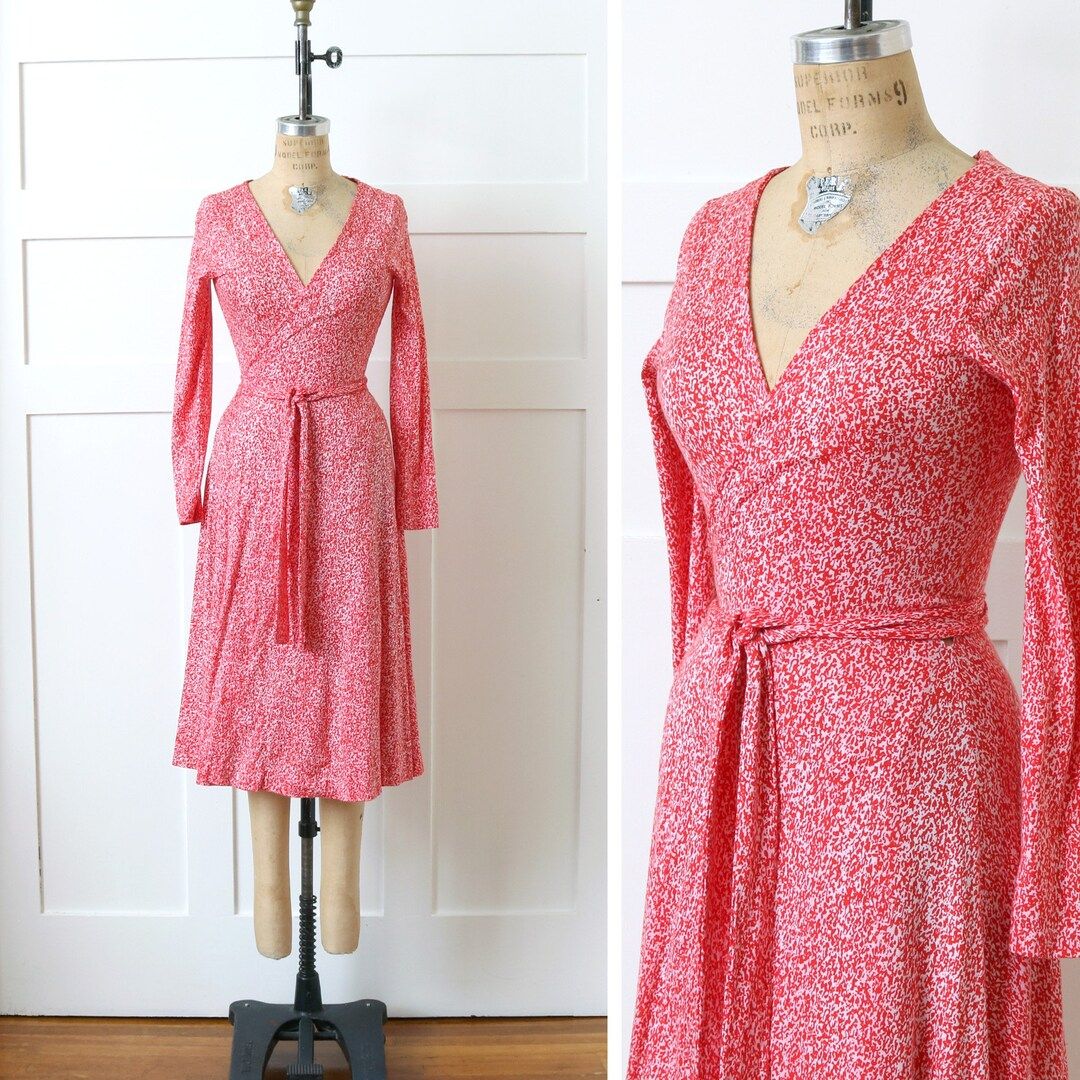 Vintage 1970s Diane Von Furstenberg Wrap Dress designer DVF Italy Stretch Knit Dress - Etsy | Etsy (US)
