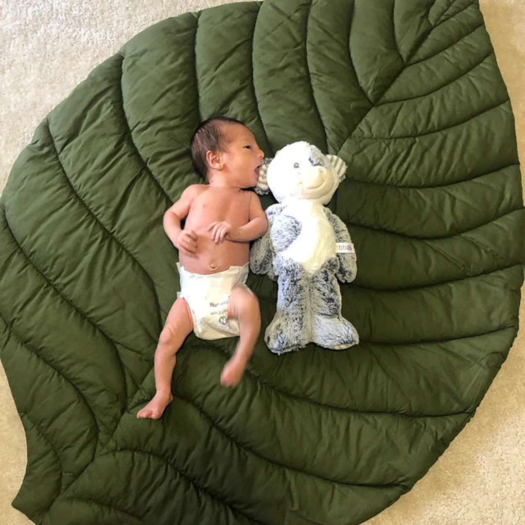 PLAY MAT leaf shape mat Organic cotton fabric Safe for babies from birth  Neutral colors and safe... | Etsy (UK)