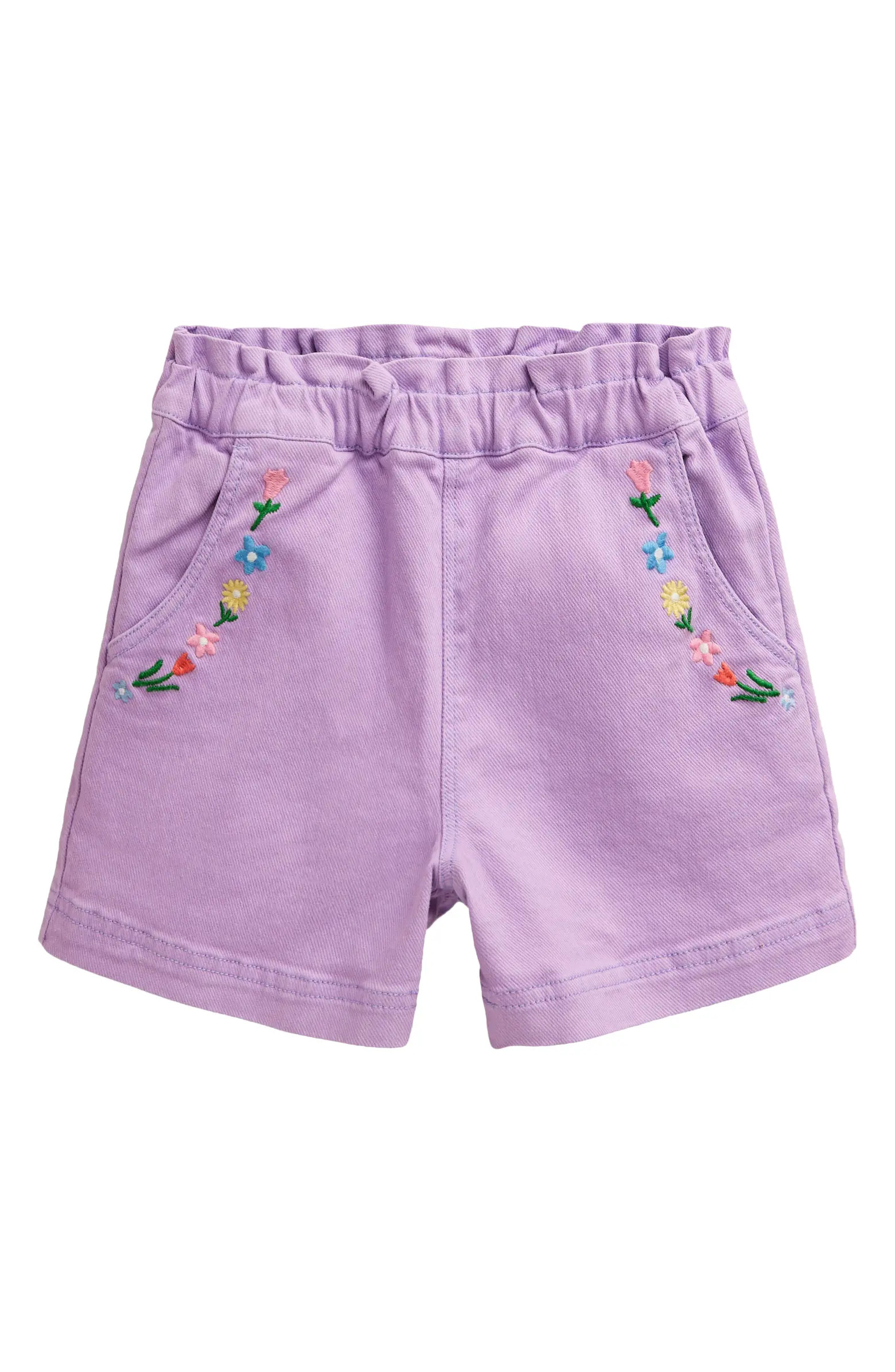Kids' Floral Embroidered Cotton Denim Shorts | Nordstrom