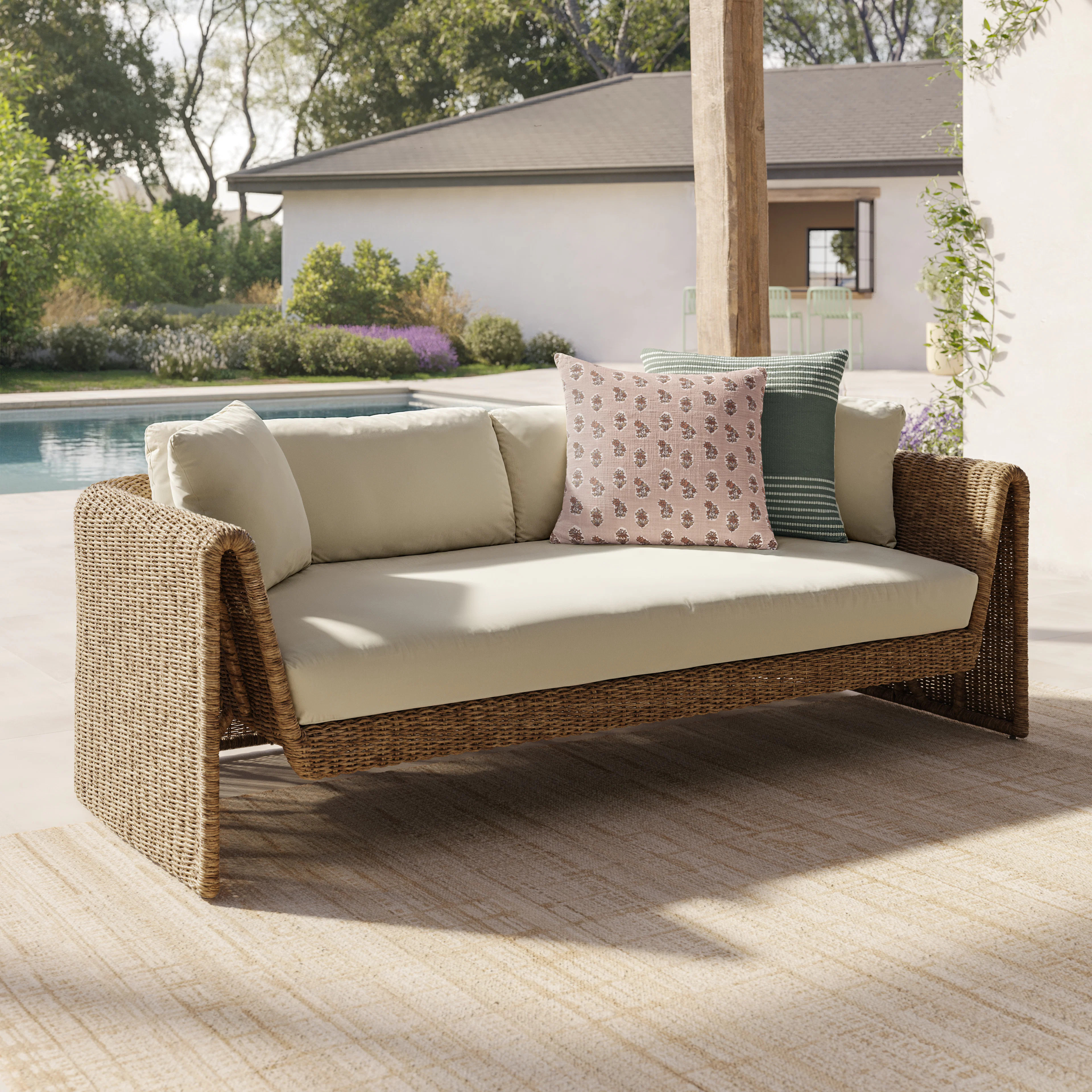 Willa 80" Outdoor Wicker Sofa - Dravite Ivory | Article
