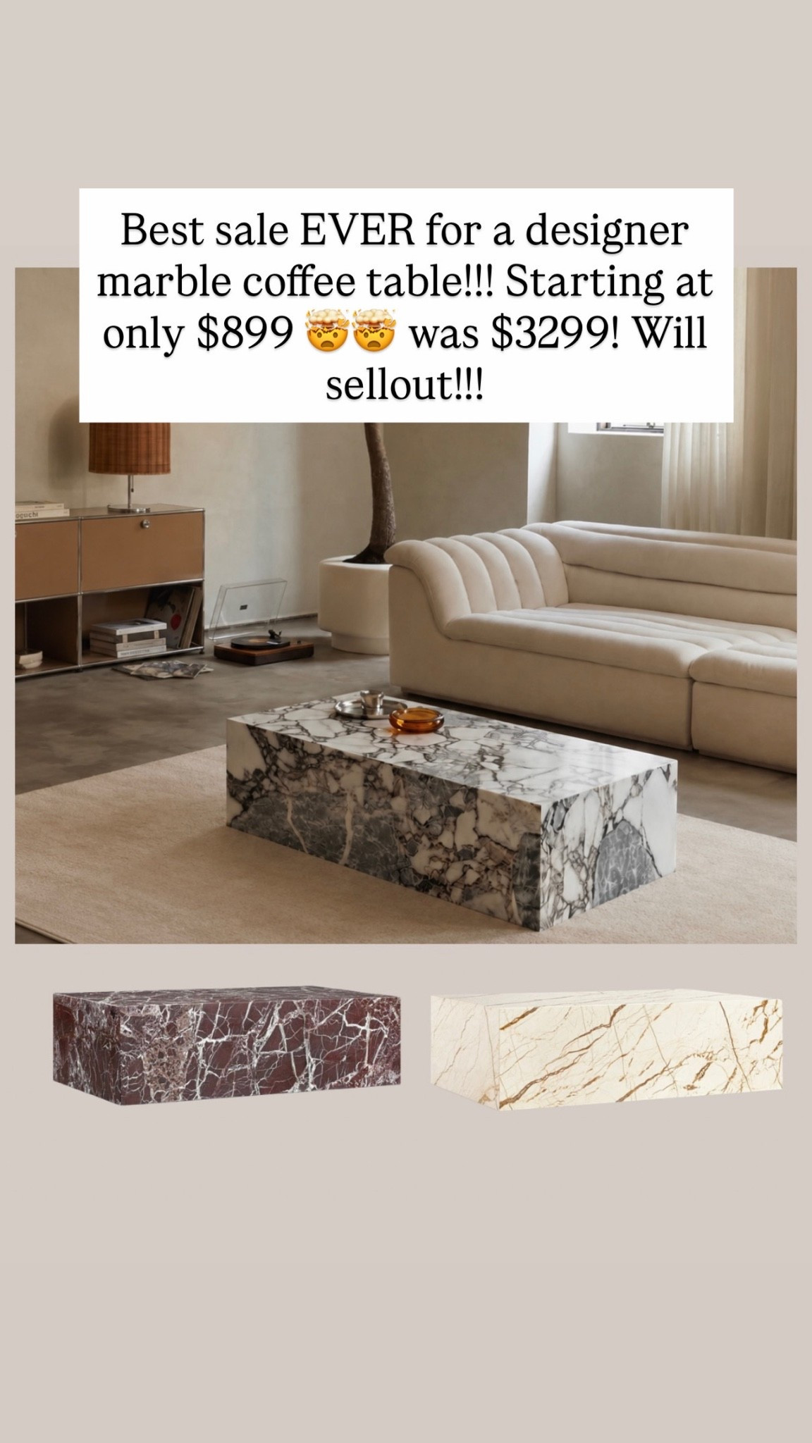 Best sale EVER for a designer marble coffee table!!! Starting at only $899 🤯🤯 was $3299! Will sellout!!!

#LTKdayinmylife #LTKHome #LTKSaleAlert