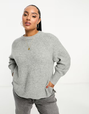 River Island Plus crew neck sweater in dark gray | ASOS (Global)